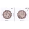 Image 1 : Lot of 1907 & 1907-D Barber Half Dollar Coins