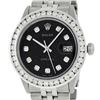 Image 1 : Rolex Men's Stainless Steel Black 3 ctw Diamond Datejust Wristwatch