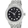 Image 2 : Rolex Men's Stainless Steel Black 3 ctw Diamond Datejust Wristwatch