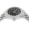 Image 8 : Rolex Men's Stainless Steel Black 3 ctw Diamond Datejust Wristwatch