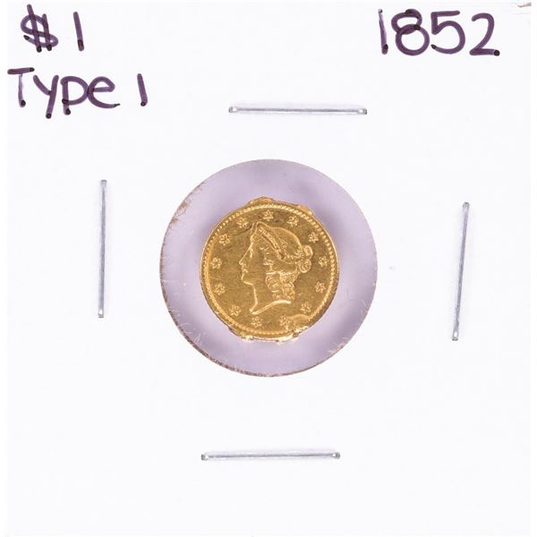 1852 $1 Type 1 Liberty Head Gold Dollar Coin with Solder