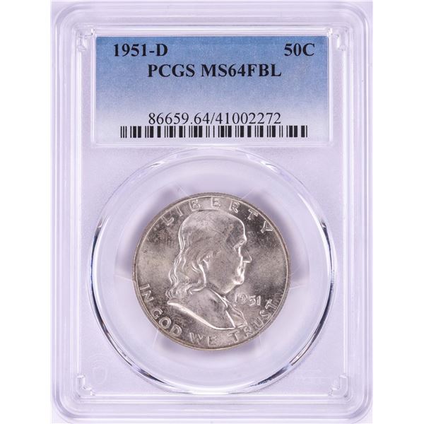 1951-D Franklin Half Dollar Coin PCGS MS64FBL