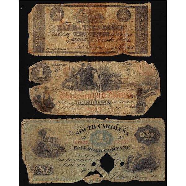 Lot of (3) Miscellaneous 1800's Obsolete Banknotes