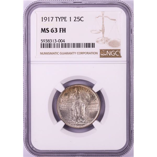 1917 Type 1 Standing Liberty Quarter Coin NGC MS63FH