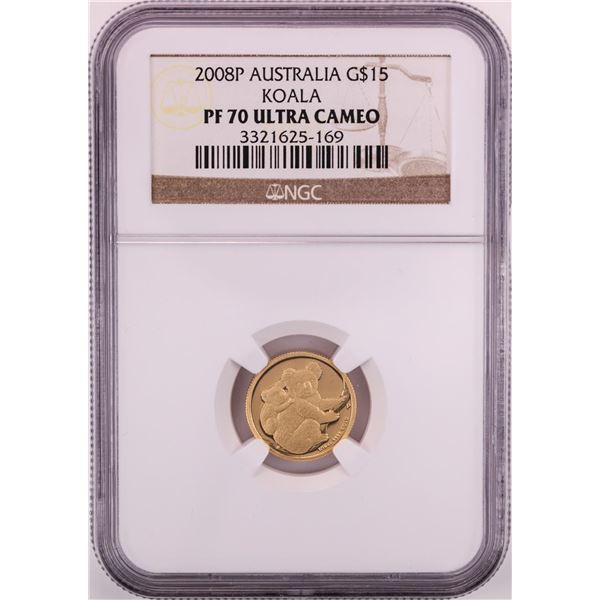 2008P $15 Australia Proof Koala Gold Coin NGC PF70 Ultra Cameo