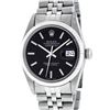 Image 2 : Rolex Men's Stainless Steel Black Index Oyster Perpetual Datejust Wristwatch