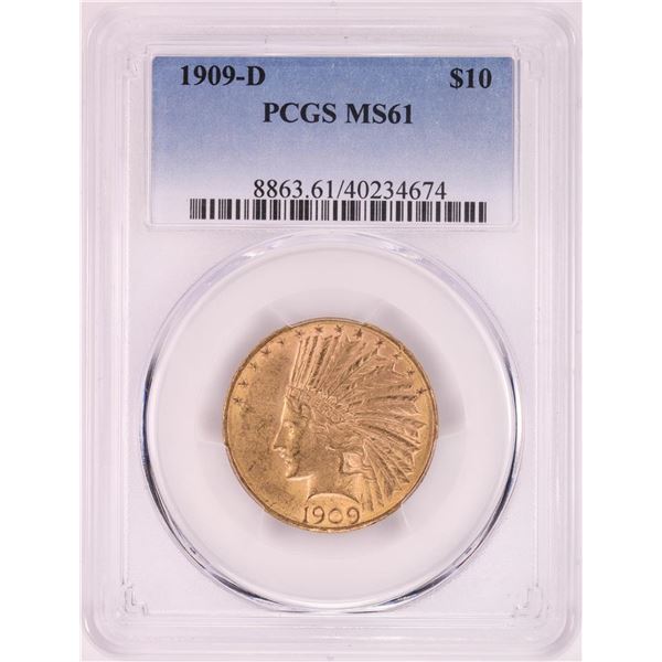 1909-D $10 Indian Head Eagle Gold Coin PCGS MS61