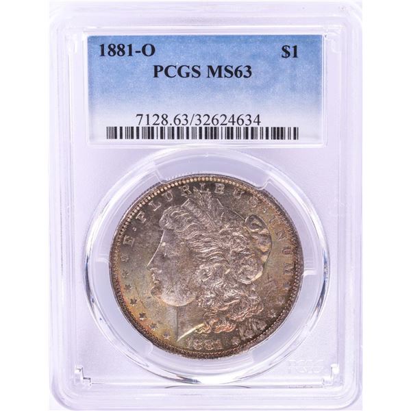 1881-O $1 Morgan Silver Dollar Coin PCGS MS63 Nice Toning