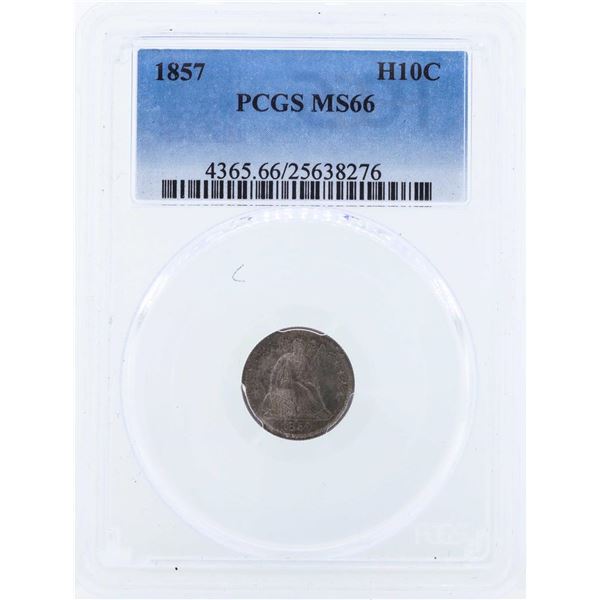 1857 Seated Liberty Half Dime Coin PCGS MS66