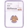 Image 1 : 1910 $2 1/2 Indian Head Quarter Eagle Gold Coin NGC AU55
