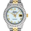 Image 1 : Rolex Mens Two Tone MOP Roman 3 ctw Channel Set Diamond Datejust Wristwatch