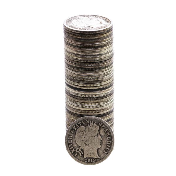 Roll of (50) Mixed Date Barber Dime Coins