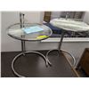 Image 1 : Pair of chrome & glass adjustable side tables from the popular sci-fi tv series