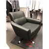 Image 1 : Black leather w/ chrome base swivel accent chair from the popular sci-fi tv series (round white stai