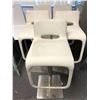 Image 1 : Set of 5 white leather & chrome bar stools from the popular sci-fi tv series