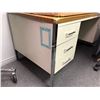 Image 1 : Beige Metal w/ laminate top 5 drawer double pedestal desk from production office popular sci-fi tv s