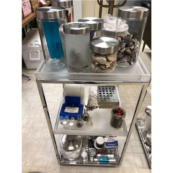 Large group/ three shelves of medical lab specimen containers w ...