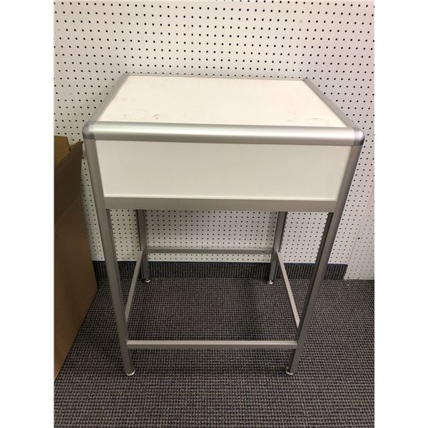 Brushed metal with white top office printer stand (No printer)