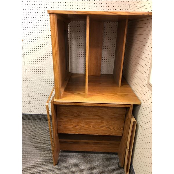 2 wooden printer stands