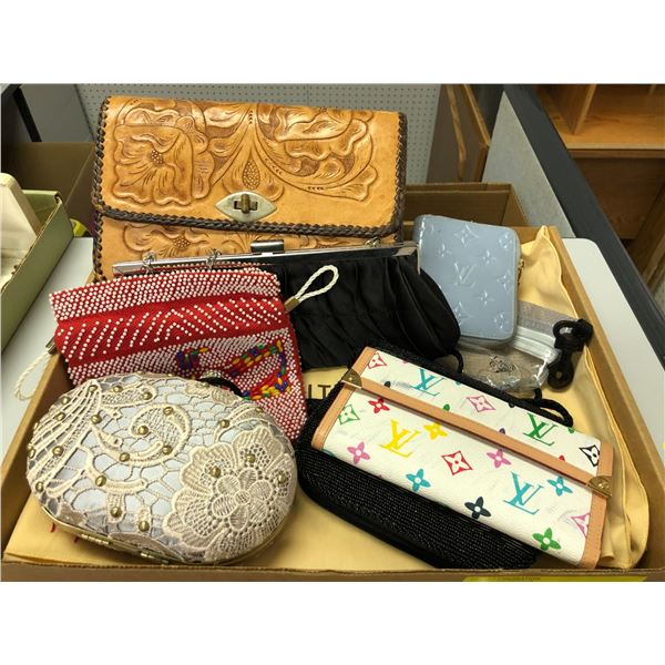 A group of 8 small ladies hand bags/wallets from the show