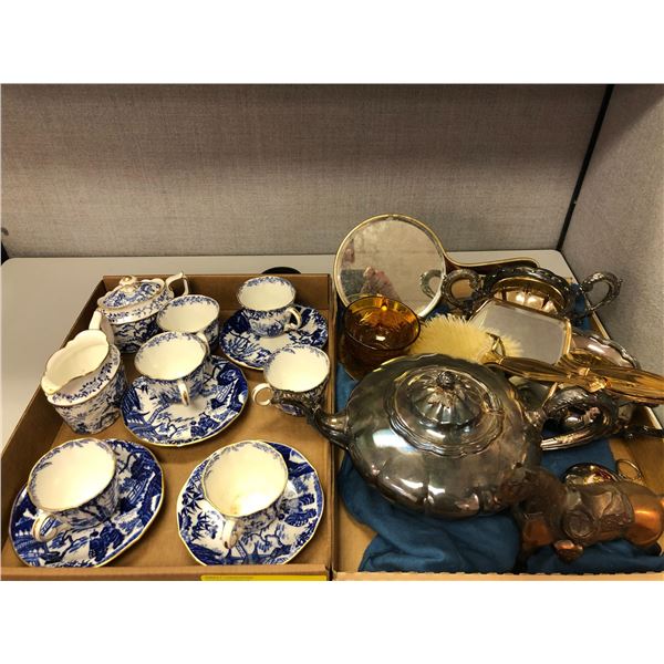 A group assorted royal crown derby English China set/Silverplate tea set & misc. From the show.