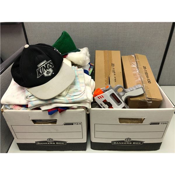 2 boxes of misc. small blankets, hats etc. from the show