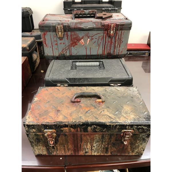 Group of 7 assorted toolbox props from popular sci-fi series