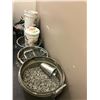Image 1 : Group of 5 garbage cans filled with concrete rubble particles and debris plus 2 buckets of painted