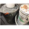 Image 2 : Group of 5 garbage cans filled with concrete rubble particles and debris plus 2 buckets of painted