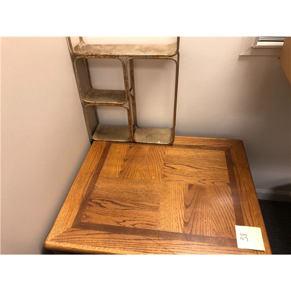Metal wall-mount shelf and an oak end table from the popular sci-fi series