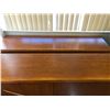 Image 2 : A pair of wooden book shelves with sliding front doors (each measures 64" across x 16" wide x 34" ta