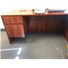Image 1 : single pedestal 2 drawer wood finish office desk from production office of the show
