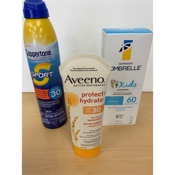 Sunscreen Aveeno/Ombrelle/Coppertone Sport