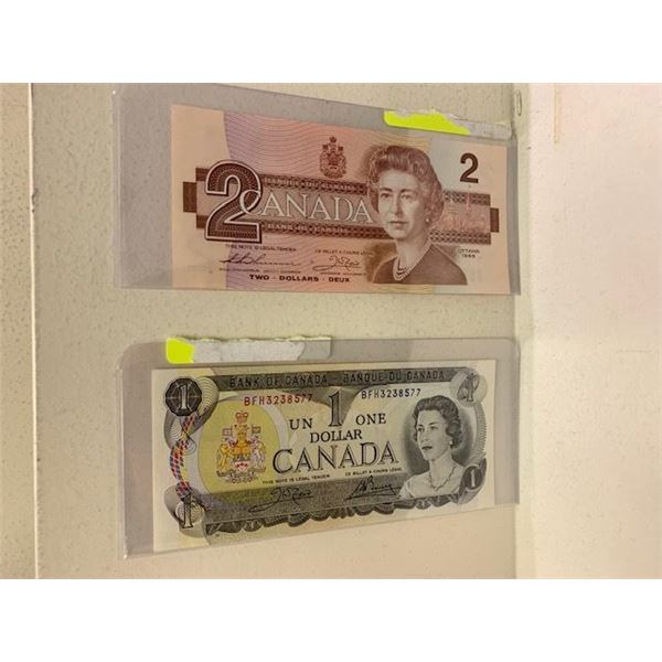 1 DOLLAR BILL/2 DOLLAR BILL