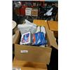 Image 1 : BOX OF CAR PARTS, AIR FILTERS ESTATE GOODS, RC HELICOPTER AND DRAWER ORGANIZER