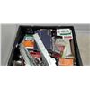 Image 2 : Tray of joist hangers, hardware and home renovation supplies