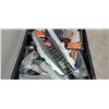 Image 3 : Tray of joist hangers, hardware and home renovation supplies
