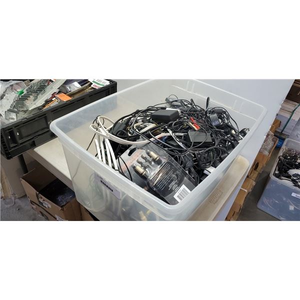 Large tote of AC cords
