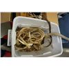 Image 2 : BOX AND BIN OF ANTLERS, FIRST NATIONS ART, WOOD FISHING FLOATS AND ROPE