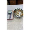 Image 1 : Tibetan copper hand painted dish and cloissonne magnifying glass