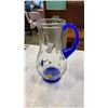 Image 2 : Hand blown art glass jug with purple stemmed candy dish