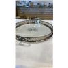 Image 3 : Silverplate rim and crystal vase handled tray with four Cristal wine stemware