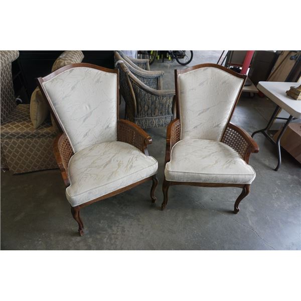 2 WOOD FRAMED DINING CHAIRS