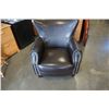 Image 3 : BROWN STUDDED MODERN WINGBACK CHAIR