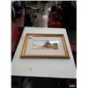 Image 1 : WATERCOLOR ON PAPER 1912 LANDSCAPE WITH BOAT ON LAKE - SIGNED INDISTINCTLY