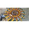 Image 1 : African 30" diameter woven and wood sun wall hanging