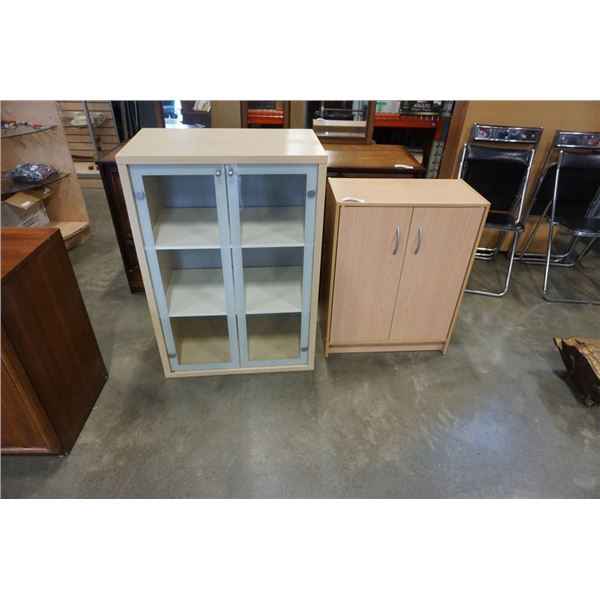 MAPLE GLASSDOOR CABINET AND MAPLE CABINET