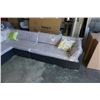 Image 2 : BRAND NEW PREMIUM OUTDOOR GIANT L SECTIONAL W/ LIGHT GREY CUSHIONS AND THROW PILLOWS - RETAIL $2349 