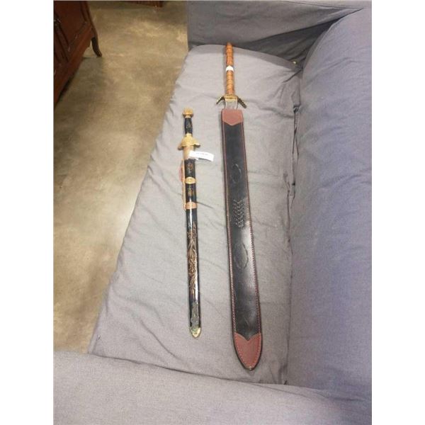 2 DECORATIVE SWORDS - 35 AND 50 INCHES LONG