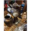 Image 8 : LOT OF ESTATE GOODS - SILVER PLATE BOWL AND COASTERS, CANDLE HOLDERS, VASES, ETC